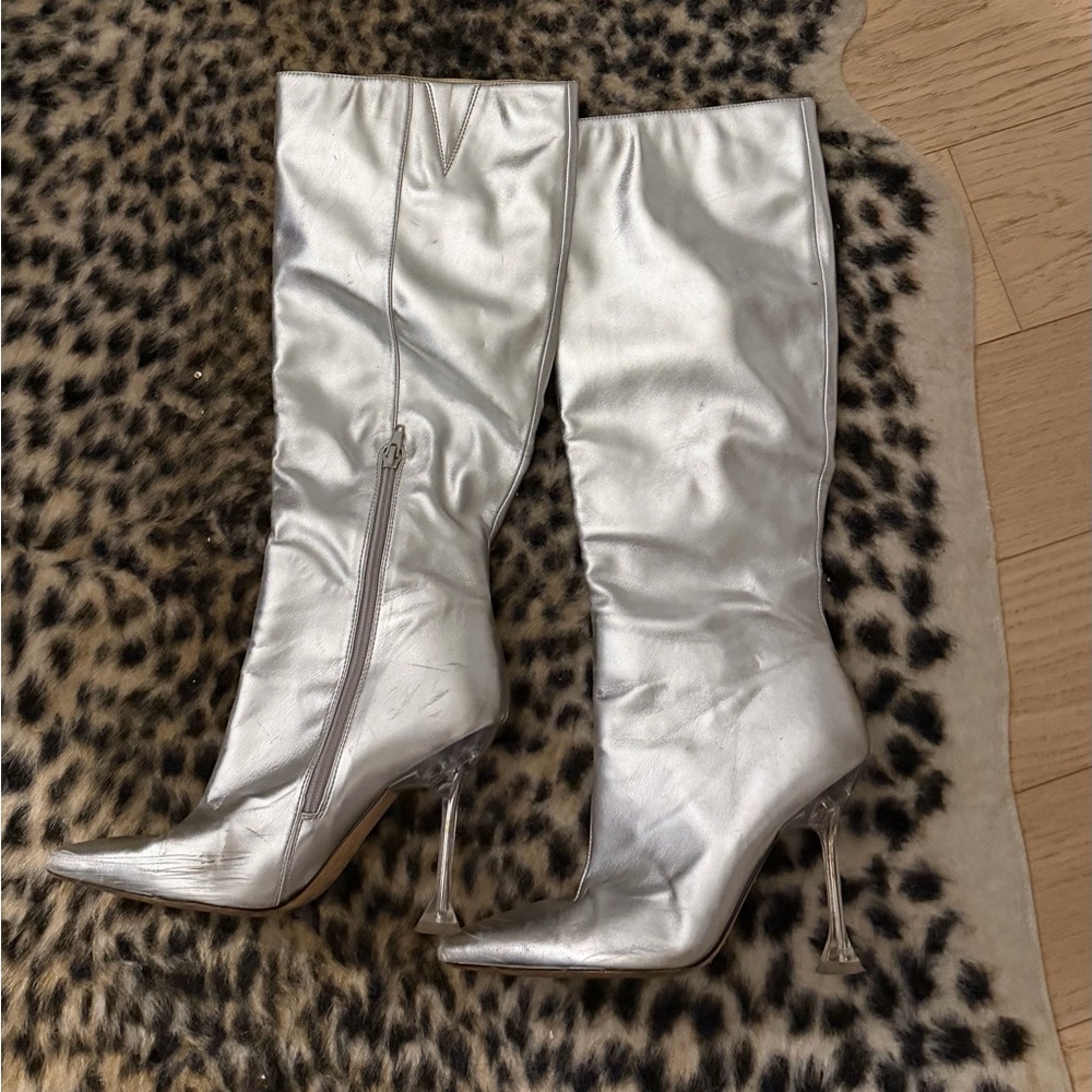 Nine West Silver Heeled Boots - Picture 2 of 3